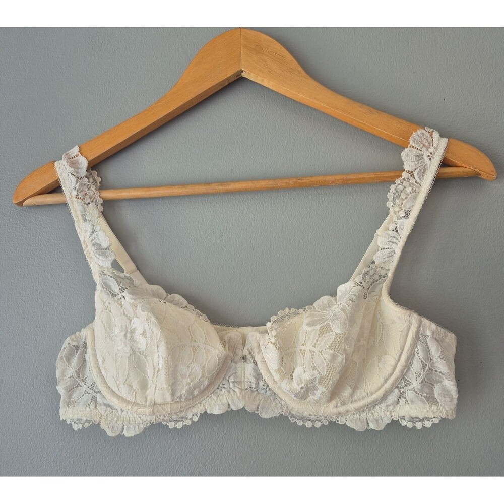 Victorias Secret Vintage White Floral Lace Dream Angels Demi Bra Womens 36B